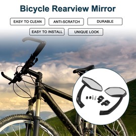 TUCKBOLD Bike Rearview Mirror 12.2x5.5cm Adjustable | Front Handlebar Bike Mirror Black with Mounting Accessories for Bicycle Mountain Road Bike 1 Pair