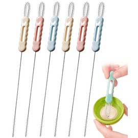 Straw Brush, Cleaning Brush, Set of 6, Baby Bottle Brush, Dual Head Design, Extra Fine Nylon, Coarse Head, Extension Cleaning, Concentrated Cleaning of Crevices and Grooves, Spiral Rolls, High Density