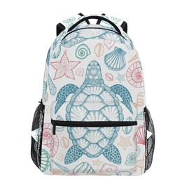 senya School Backpack Sea Turtle Starfish Shells Bookbag for Boys Girls Travel Bag One Size