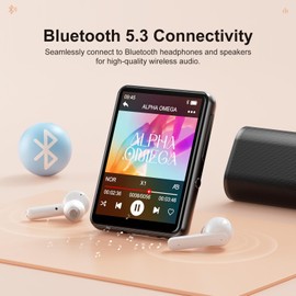 128GB MP3 Player with Upgrade Bluetooth 5.3, HiFi Sound Shuffle Single Loop Music Player with HD Speaker, FM Radio, Voice Recorder, 2.4IN Full Touchscreen MP3 Ideal for Sport (Earphones Included)
