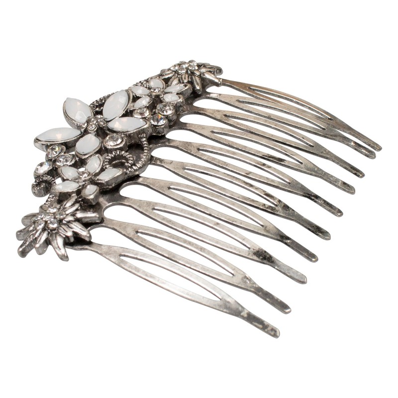 Alpenflüstern Edelweiss Symphony ADV095 Traditional Hair Comb Antique Silver Colour