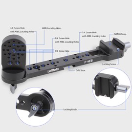 LLEFTFOTO Gimbal Handgrip Mount Extension Bracket for DJI Ronin DJI RS2/RSC2/RS3/RS3PRO/RS3 mini Gimbal Stabilizer with NATO Clamp and Cold Shoe Mount Adjustable Extension Plate