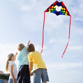 Rainbow Delta Kites for Kids and Adults- Easy Flyer - Kit Line and Swivel Included- Good for Outdoor Games and Summer The Beach Toys for Kids