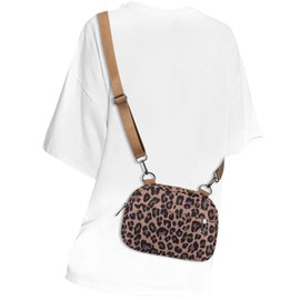 MAXTOP Small Crossbody Bags for Women Men Cell Phone Bum Bag Purse Fanny Pack with Adjustable Strap Sling Bag for Traveling Casual Festival Gifts Leopard Brown