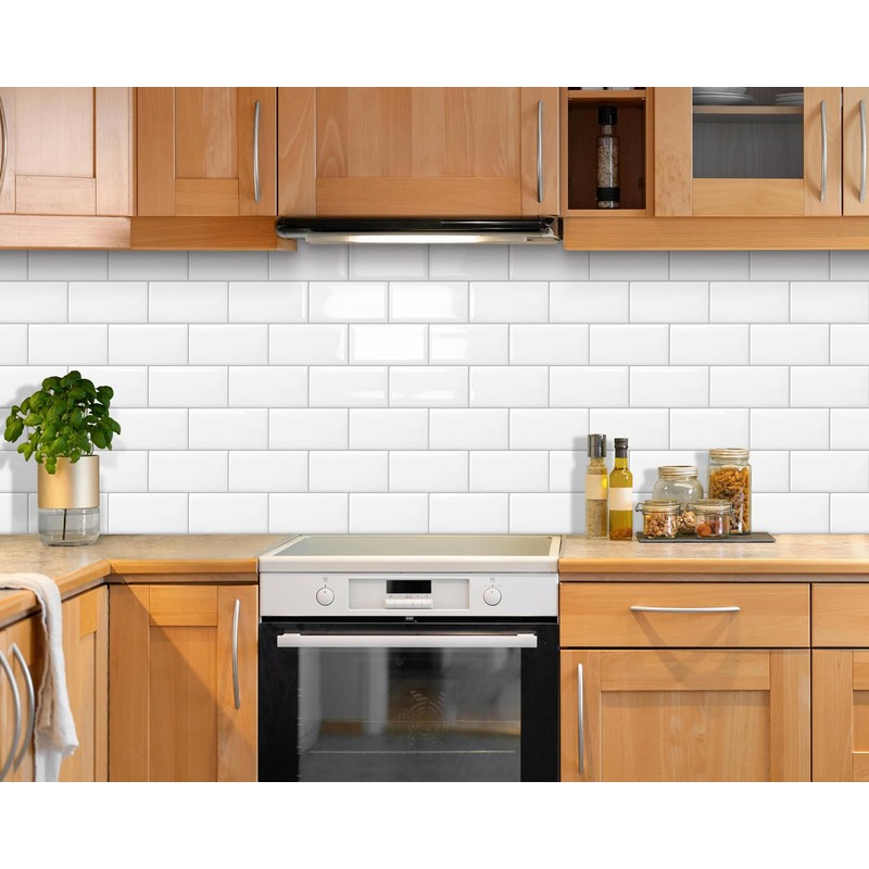 DEWOO 10 Thick White Subway Tile Peel and Stick Backsplash