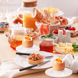 KFDDRN Egg Cup White Egg Cup Funny Egg Plate Set of 6 Egg Holders for Breakfast Egg Kitchen Dining Room