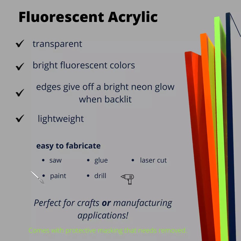 BuyPlastic 9093 Green Transparent Fluorescent Colored Acrylic 1/8" x 12"