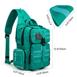 G4Free Tactical EDC Sling Bag Backpack Military Shoulder Backpack(Peacock Green)