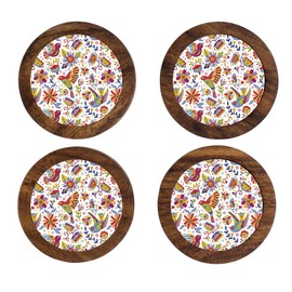 HASTA LA RAIZ | Juego de 4 Portavasos artesanales, Coasters Hechos a Mano. Modelo: Folklorico