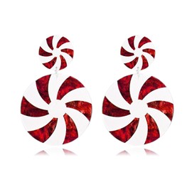 Handmade Christmas Candy Earrings for Women Lightweight Glitter Acrylic Christma Earrings Cute Candy Christmas Earrings for Festival New Year Party (Red Candy)