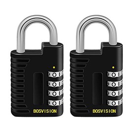 Bosvision [2 Pack] [4-Digit] [Combination Padlock] with 6.4mm Shackle