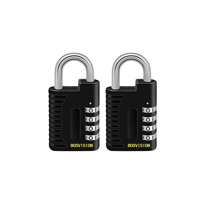 Bosvision [2 Pack] [4-Digit] [Combination Padlock] with 6.4mm Shackle