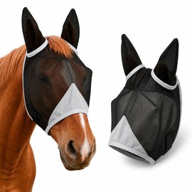Hilltown Adjustable Fly Mask for Horse with Ears - Horse, Gray