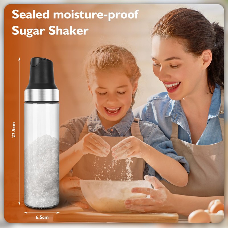 Loscarol Sugar Dispenser with Pour Spout, 17 oz Glass Sugar