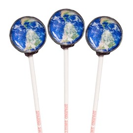 Sparko Sweets Galaxy Lollipops, Planet Earth Design, Cherry Flavor, 10 Pieces, Individually Wrapped, 1 lb, Handcrafted in USA – Perfect for Space-Themed Parties, Gifts, and Events