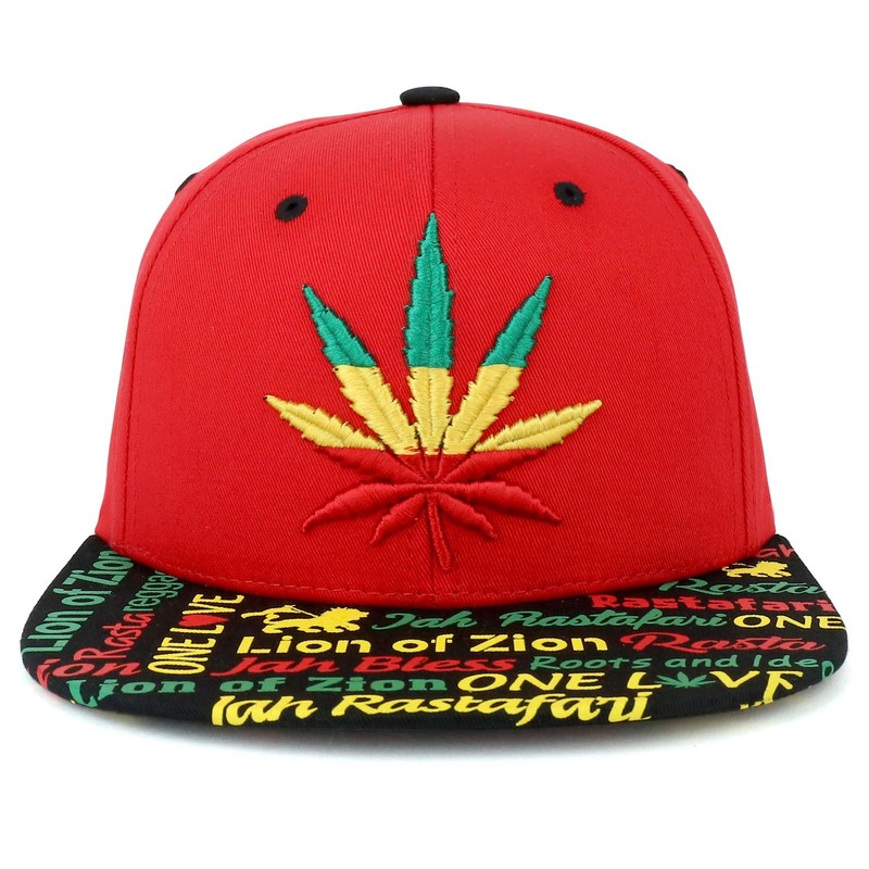 Trendy Apparel Shop Rasta Marihuana Leaf Weed 3D bordado plano