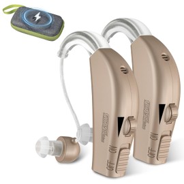 Rechargeable Hearing Aids for Seniors, Portable Hearing Amplifiers with Noise Cancelling and Volume Control, Hearing Devices with Charging Box