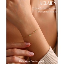 KELAIEN Birthstone Gold Bracelets for Women Non Tarnish Trendy,Dainty Charm Cross Bracelet Stack 14K Gold Plated Stackable Friendship Bracelets Citrine Best Friend Bracelets Gold Jewelry Gift for Mom