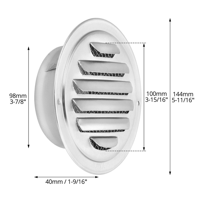 QWORK® 304 Stainless Steel Round Ventilation Grill Screen Hood for