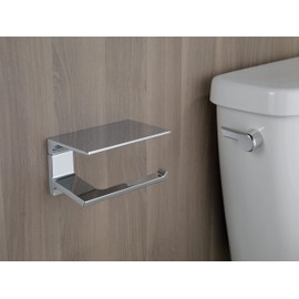 DELTA Pivotal Toilet Paper Holder With Shelf, Polished Chrome, Bathroom Accessories, 79956 6.93 x 3.94 x 3.5 Inches