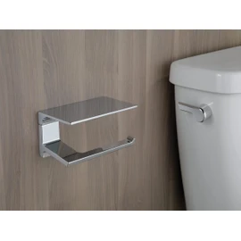 DELTA Pivotal Toilet Paper Holder With Shelf, Polished Chrome, Bathroom Accessories, 79956 6.93 x 3.94 x 3.5 Inches