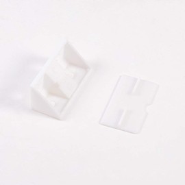 MroMax Corner Brackets, 42 x 20 x 20 mm, Plastic, 90 Degrees, Black, MRO190731C-0038, White, Pack of 100