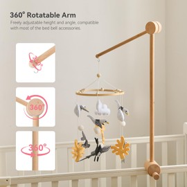 HI BABY MONMENT Crib Mobile Arm - Baby Mobile Hanger with 360° Vertical Adjustment, Stabilizing Attachment for Added Safety, Mobile Arm for Crib, Sturdy & Secure Design for Nursery Mobile