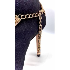Unbranded Women Gold Metal Chain Western Boot Bracelet Shoe Heart Charm Elegant Fancy Look