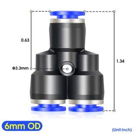 TAILONZ PNEUMATIC 6mm OD Y Spliter Plastic Push to Connect Fittings 3 Ways Tube Connect Push Fit Push Lock PY6 (Pack of 2)