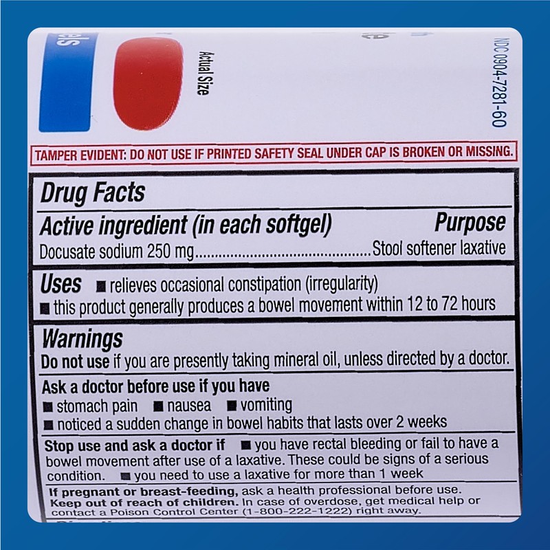 MAJOR Docusate Sodium 250 mg - Extra Strength Stool Softener