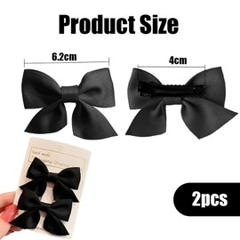 Pack of 2 Bow Hair Clips, Hair Clips Hair Bun Girls Non-Slip Crocodile Hair Clips Hair Accessories Fashion Girls Hair Accessories Women Christmas Wedding Birthday (Black)