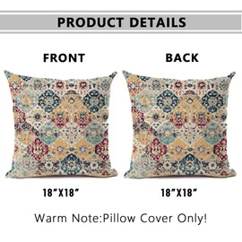 Boho Style ethnic pattern 18x18 Inches Pillow Covers Set of 2 Outdoor Decoration Cushion Cover Vintage Pillow Case for Bed Living Room Couch Home Decor throw pillow covers(Boho Vintage Collection)