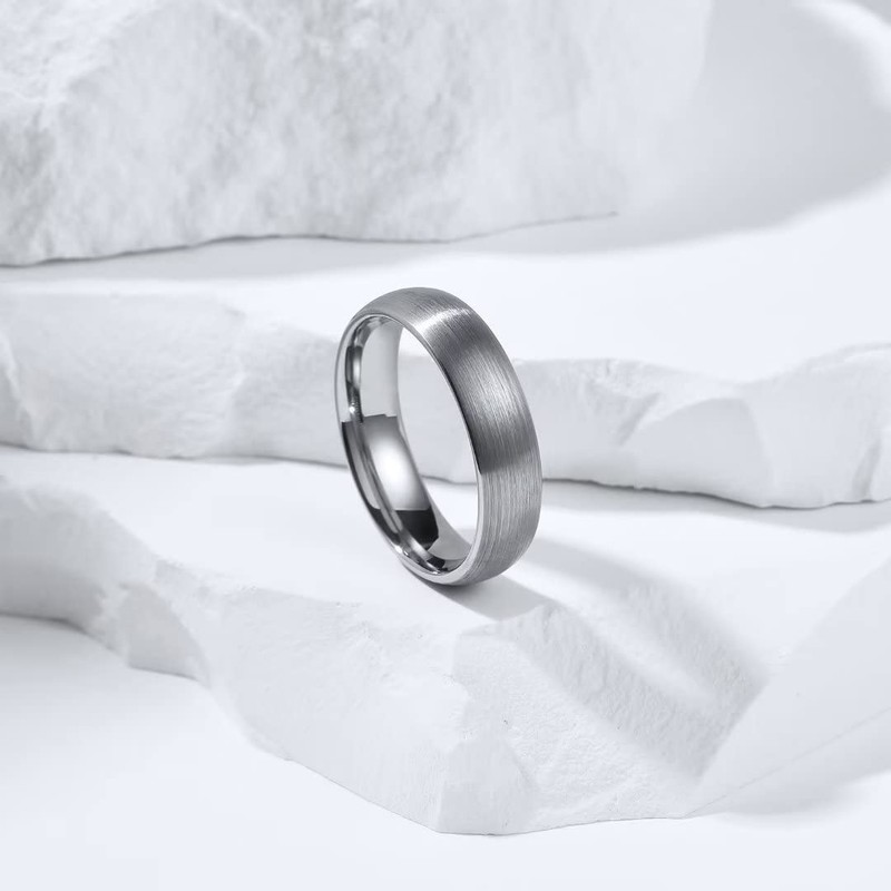 King Will Silver Domed BASIC 5MM Titanium Ring Wedding Ring
