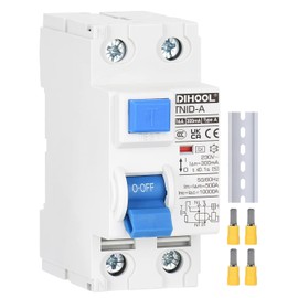 DIHOOL RCD Type A fi Circuit Breaker Residual Current Circuit Breaker FI Switch DIN Rail 2-Pin 16A 300mA