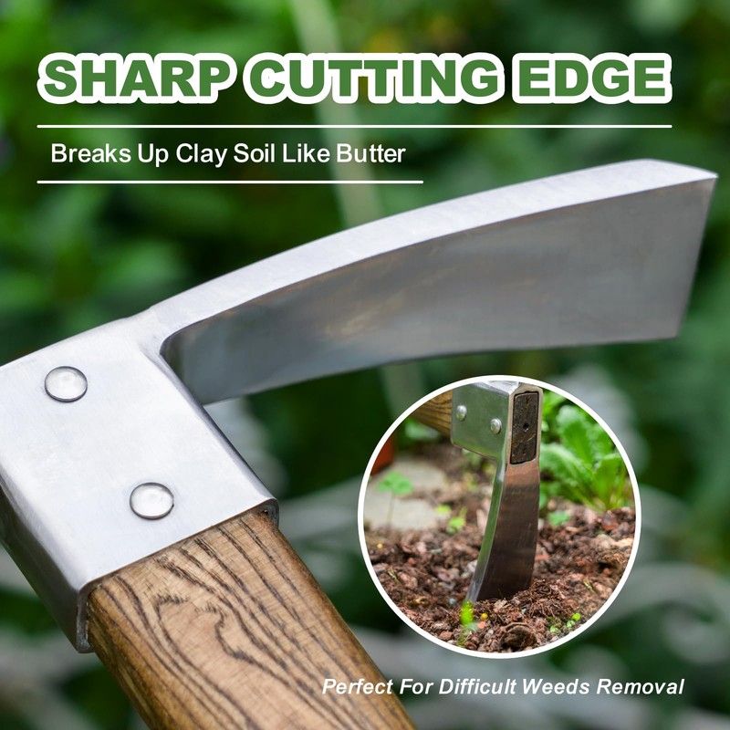 Haliaeetus Pick Axe, Stainless Steel Mattock with Sharp Pick and