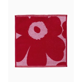 MARIMEKKO Unikko Terry Cotton Washcloth (Red) – Floral Patterned Washcloths – 12 in x 12 in