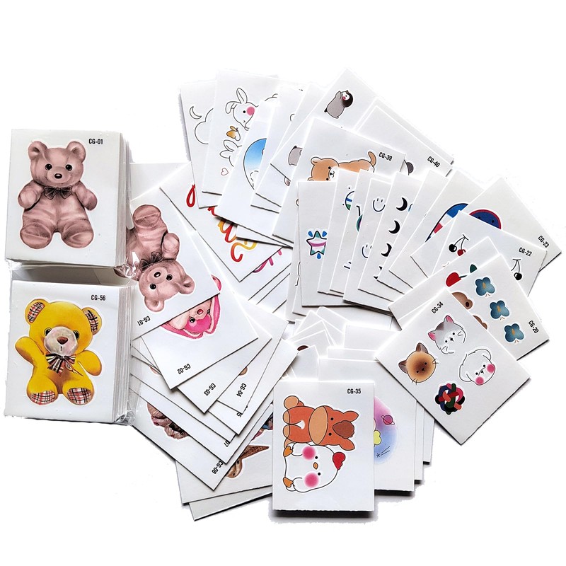Womaha 110 Sheets Kids Temporary Tattoos Tiny Pattern Bear Bowknot