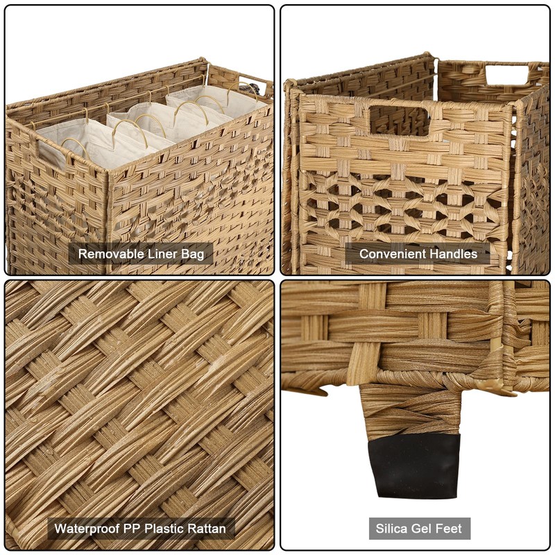 OIAHOMY Laundry Hamper with Lid, 135L Clothes Hamper with 3
