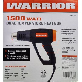 WARRIOR  1500 Watt 11 Amp Dual Temperature Heat Gun heat gun has two settings