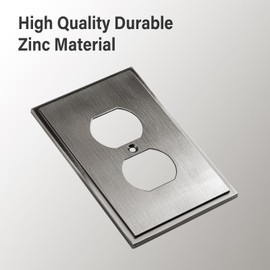 Henne Bery Soft Modern Decorative Wall Plate Switch Plate Outlet Cover (Single Duplex 2PK, Heirloom Silver)