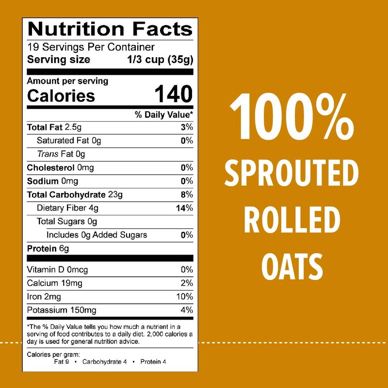 One Degree Organic Foods Sprouted Rolled Oats, USDA Organic, Non-GMO
