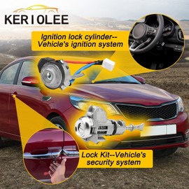 81905-2T040 Ignition Switch door lock cylinder set with 2 Keys,Compatible with Kia Optima 2011-2015,Replace 81905 2T040,81900-1WK00（4 pins）