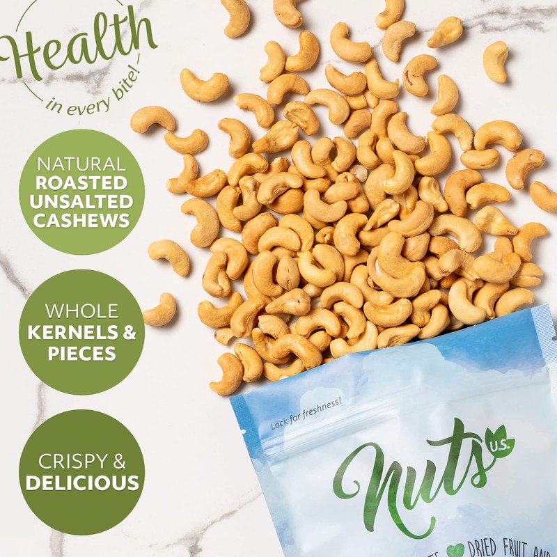 NUTS U.S. – Roasted and Unsalted Cashews | Whole Kernels