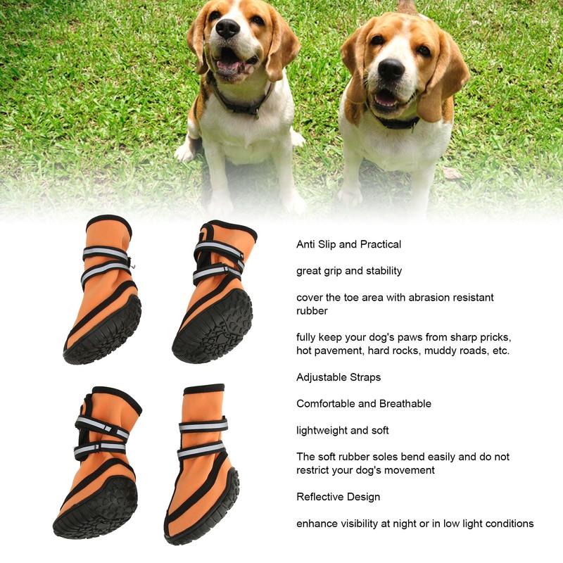 Dog Boots Waterproof Prevent Slipping Reflective Adjustable Outdoor Dog Shoes