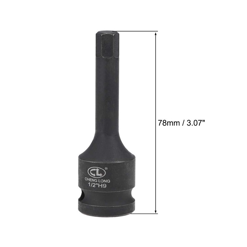 TA-VIGOR Impact Hex Bit Socket, 1/2" Drive x H9 (9mm)