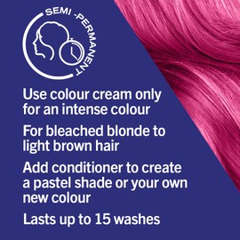 Schwarzkopf LIVE Ultra Brights Or Pastels, Vibrant Semi-permanent Pink Hair Dye, Lasts Up to 15 Washes, Shocking Pink 093
