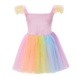DJDLPARTY Pretty Rainbow Fairy Dress for Girls (3-5years)