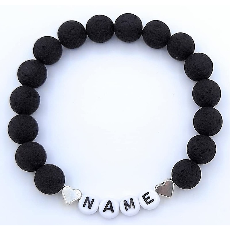 Bracelet with Name Made of Natural Lava Beads – Individually
