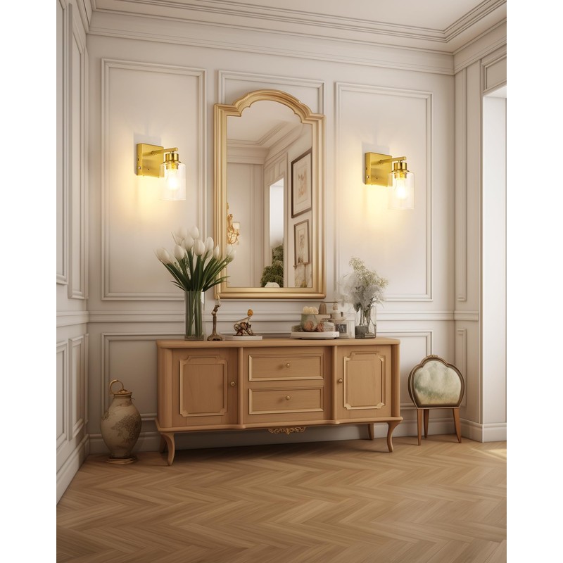 Rayogale Rechargeable Wall Sconce, Gold Battery Operated Wall Sconce Set
