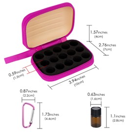 Biiange 2Pcs Mini Essential Oil Bottle Case with 30 Empty 2ml Vials, Travel Storage Organizer Box for Essential Oils, Compact Aromatherapy Holder for Home, Travel & Outdoor Use (15 Slots, Rose Red)